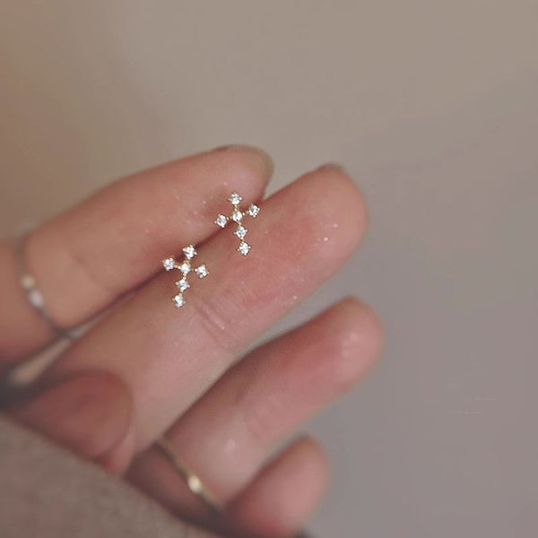 Stud Cross Rhinestone Alloy Earring FashionChic