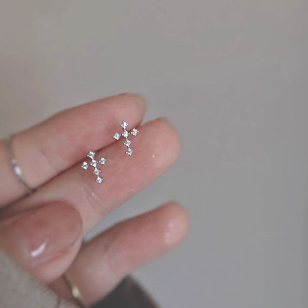 Stud Cross Rhinestone Alloy Earring FashionChic