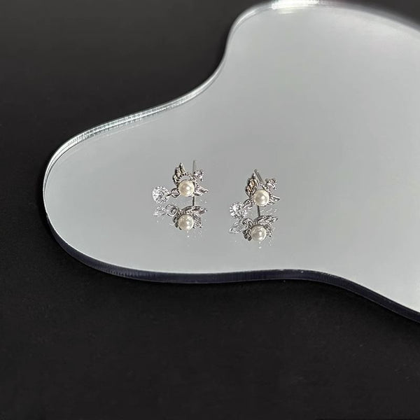 Pearl Earring Alloy Wings Faux Drop FashionChic