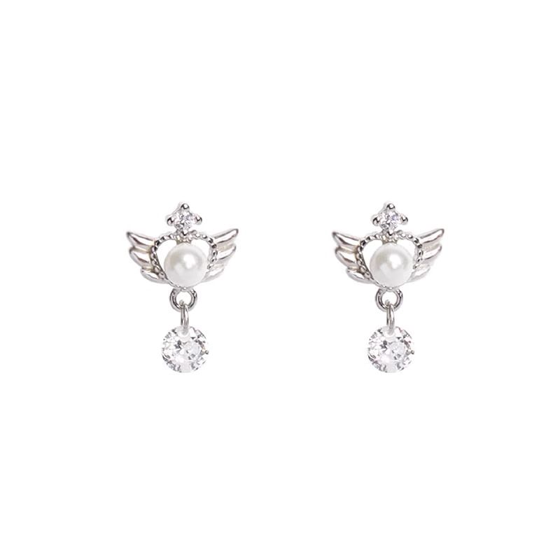 Pearl Earring Alloy Wings Faux Drop FashionChic