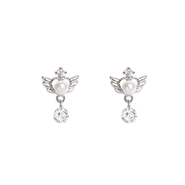 Pearl Earring Alloy Wings Faux Drop FashionChic