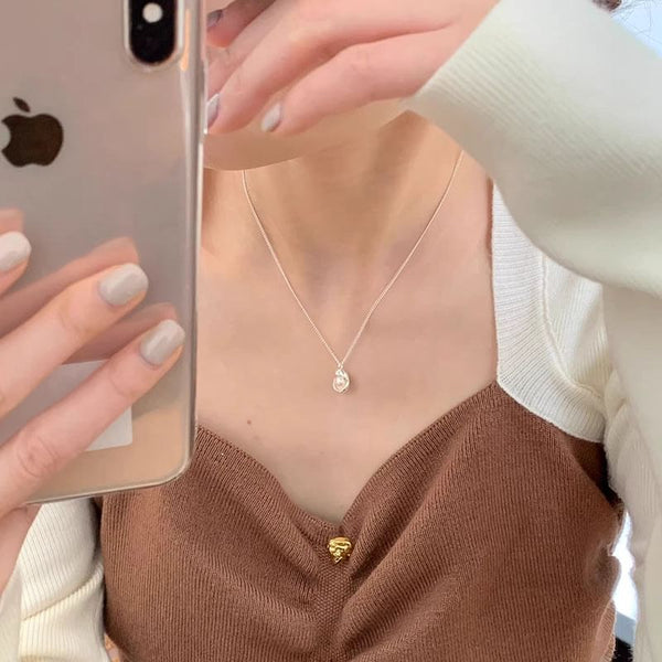 Pearl Faux Necklace Pendant Alloy FashionChic