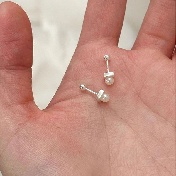 Alloy Pearl Barbell Faux Earring FashionChic