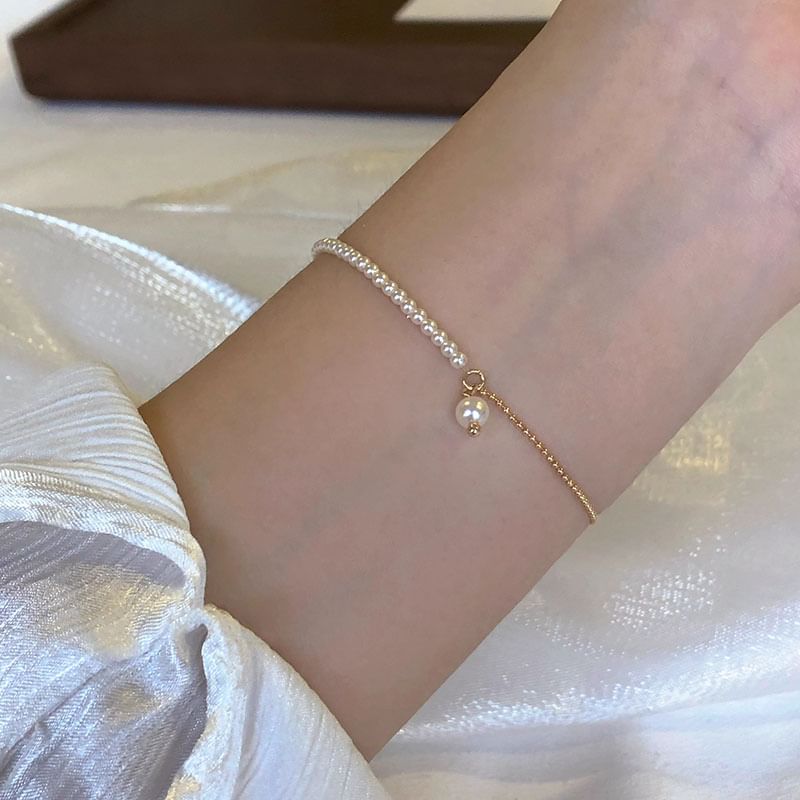Pearl Alloy Bracelet Faux FashionChic