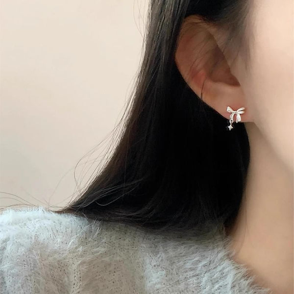 Alloy Drop Bow Earring FashionChic