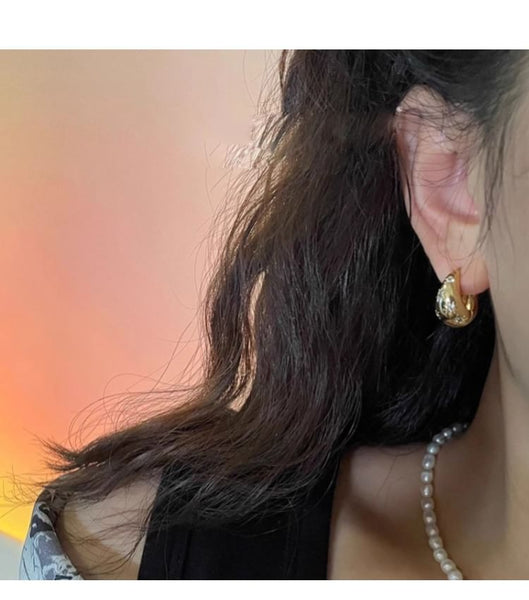 Huggie Polished Earring Rhinestone Alloy FashionChic