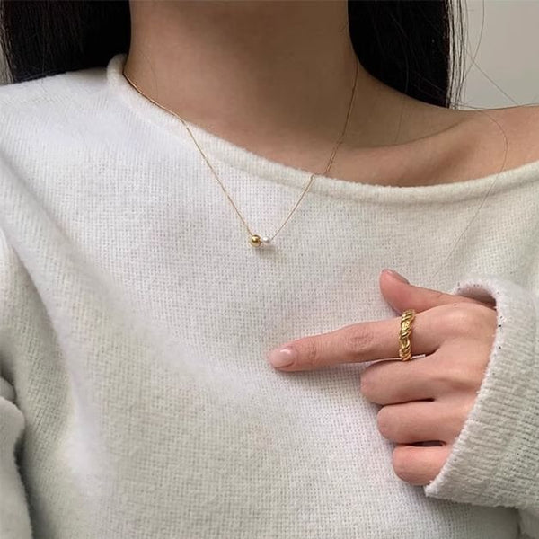 Ball Necklace Faux Pearl Sterling 925 Silver FashionChic