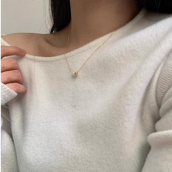 Ball Necklace Faux Pearl Sterling 925 Silver FashionChic