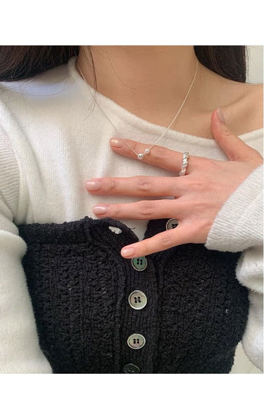 Ball Necklace Faux Pearl Sterling 925 Silver FashionChic