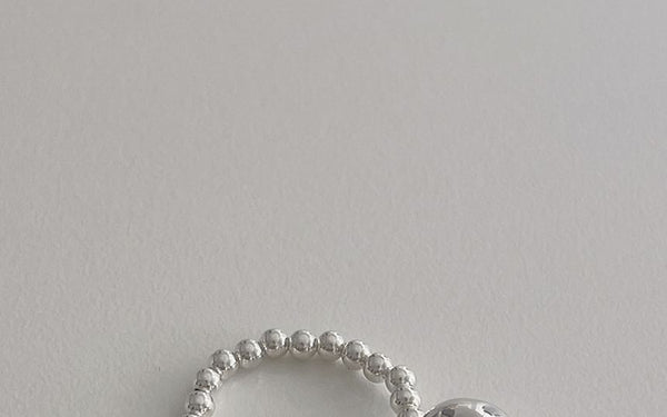 Beaded Faux Silver Sterling Elastic Pearl Ring 925 FashionChic