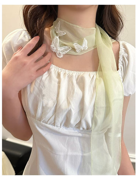 Mesh Applique Butterfly Scarf FashionChic