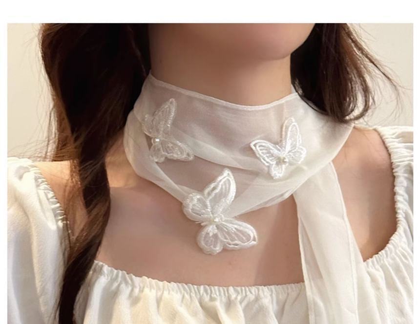Mesh Applique Butterfly Scarf FashionChic