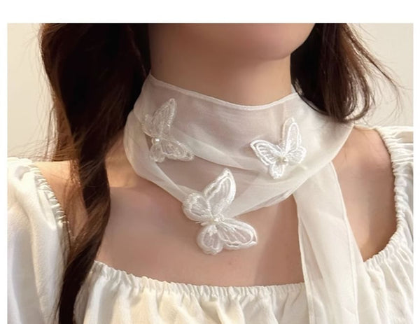Mesh Applique Butterfly Scarf FashionChic