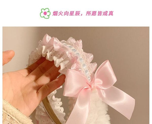 Headband Ruffle Bunny Bow Ear FashionChic