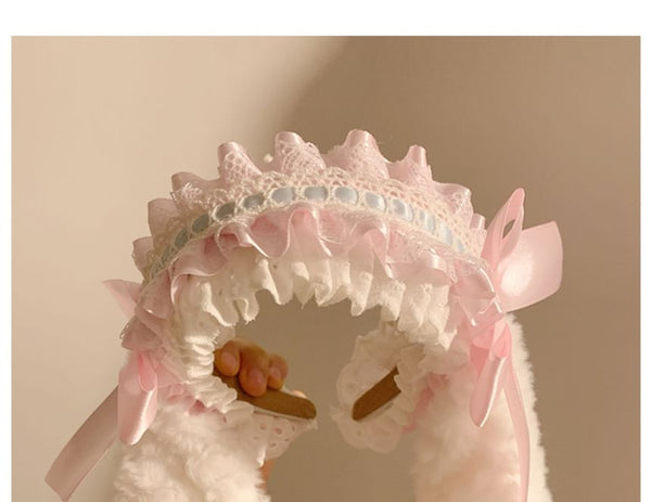 Headband Ruffle Bunny Bow Ear FashionChic