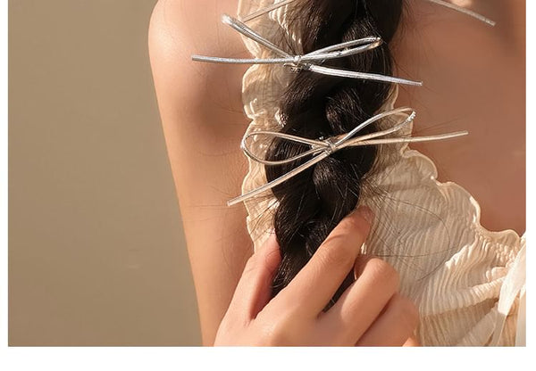 Hair Metallic Clip Bow Set FashionChic