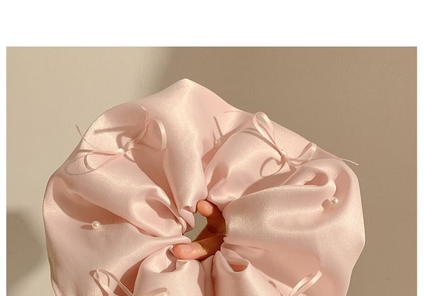 Satin Scrunchie Plain Bow FashionChic