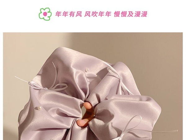 Satin Scrunchie Plain Bow FashionChic