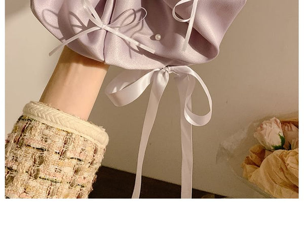 Satin Scrunchie Plain Bow FashionChic