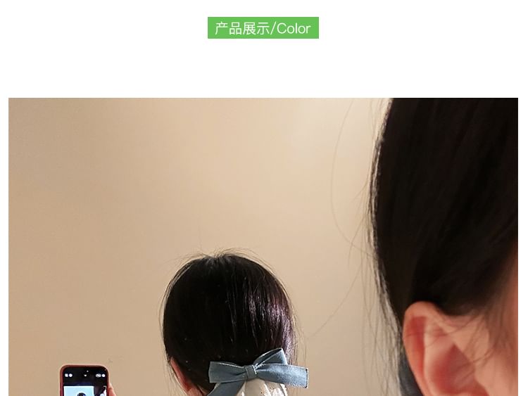 Clip Hair Denim Ruffle Panel Bow FashionChic