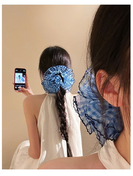 Plaid Scrunchie Mesh FashionChic