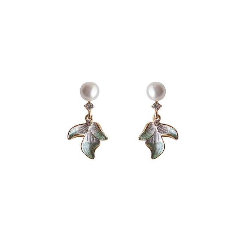 Clip-On Faux Pearl Flower Drop Rhinestone / Earring FashionChic