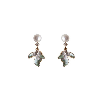 Clip-On Faux Pearl Flower Drop Rhinestone / Earring FashionChic