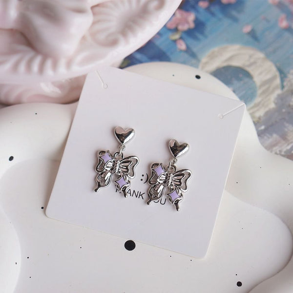 / Earring Clip-On Drop Butterfly FashionChic