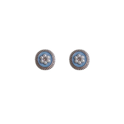 Rhinestone Flower Earring Ear Stud Clip-On / Pearl Faux FashionChic