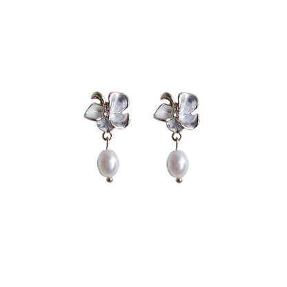 / Pearl Butterfly Clip-On Faux Earring Drop FashionChic