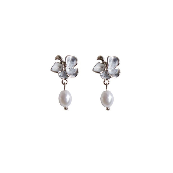 / Pearl Butterfly Clip-On Faux Earring Drop FashionChic