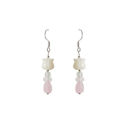 Beaded Flower / Earring Clip-On Hook Drop FashionChic