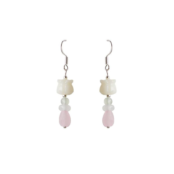 Beaded Flower / Earring Clip-On Hook Drop FashionChic