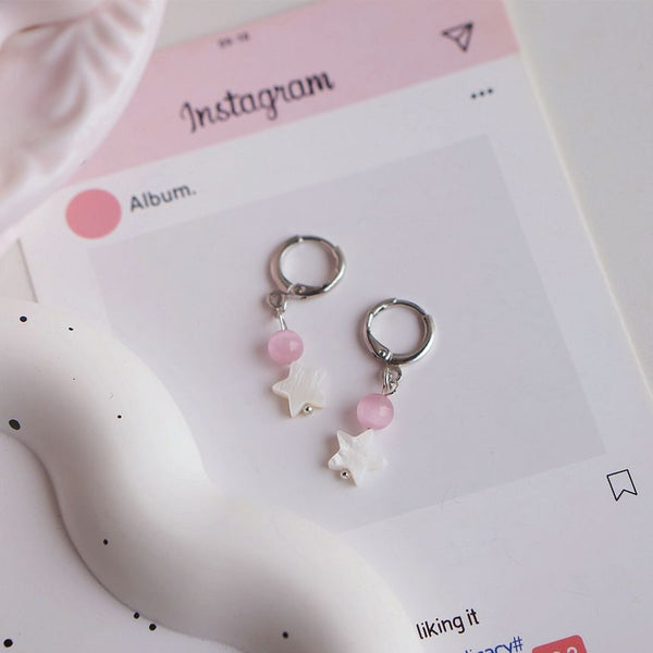 Beaded Star Drop Earring Huggie FashionChic