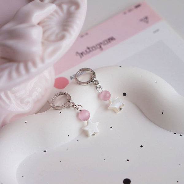 Beaded Star Drop Earring Huggie FashionChic