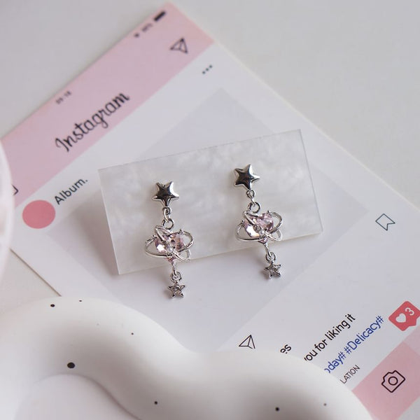 Rhinestone Heart / Clip-On Drop Earring Star FashionChic
