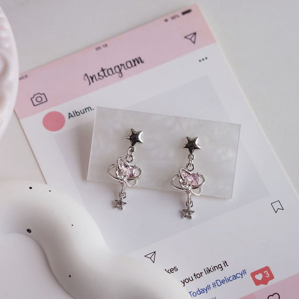 Rhinestone Heart / Clip-On Drop Earring Star FashionChic