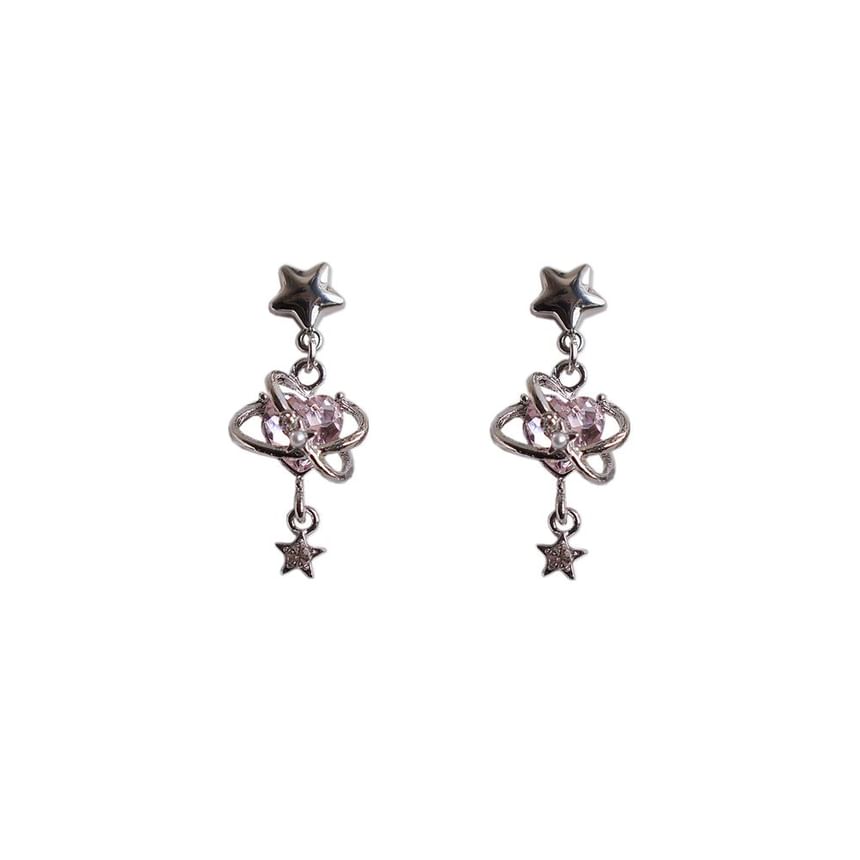 Rhinestone Heart / Clip-On Drop Earring Star FashionChic