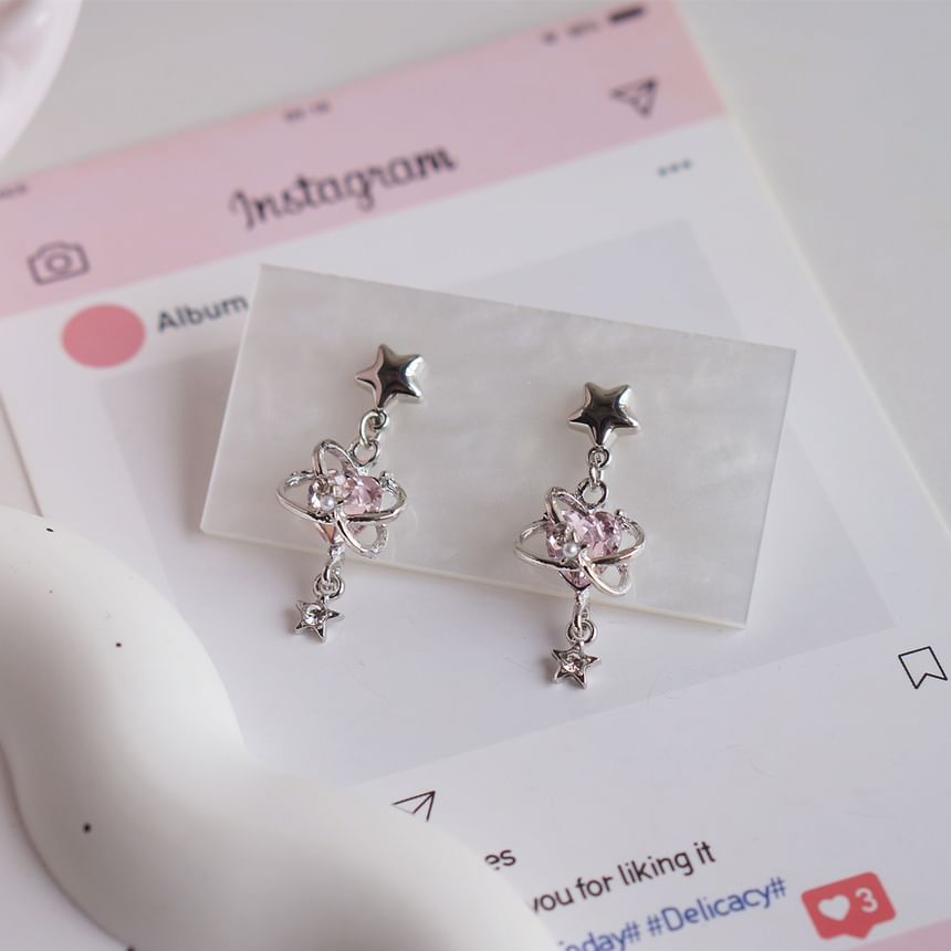 Rhinestone Heart / Clip-On Drop Earring Star FashionChic