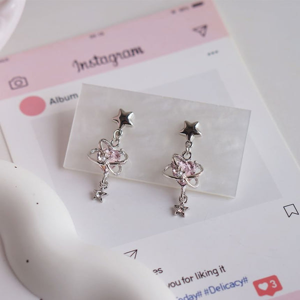 Rhinestone Heart / Clip-On Drop Earring Star FashionChic