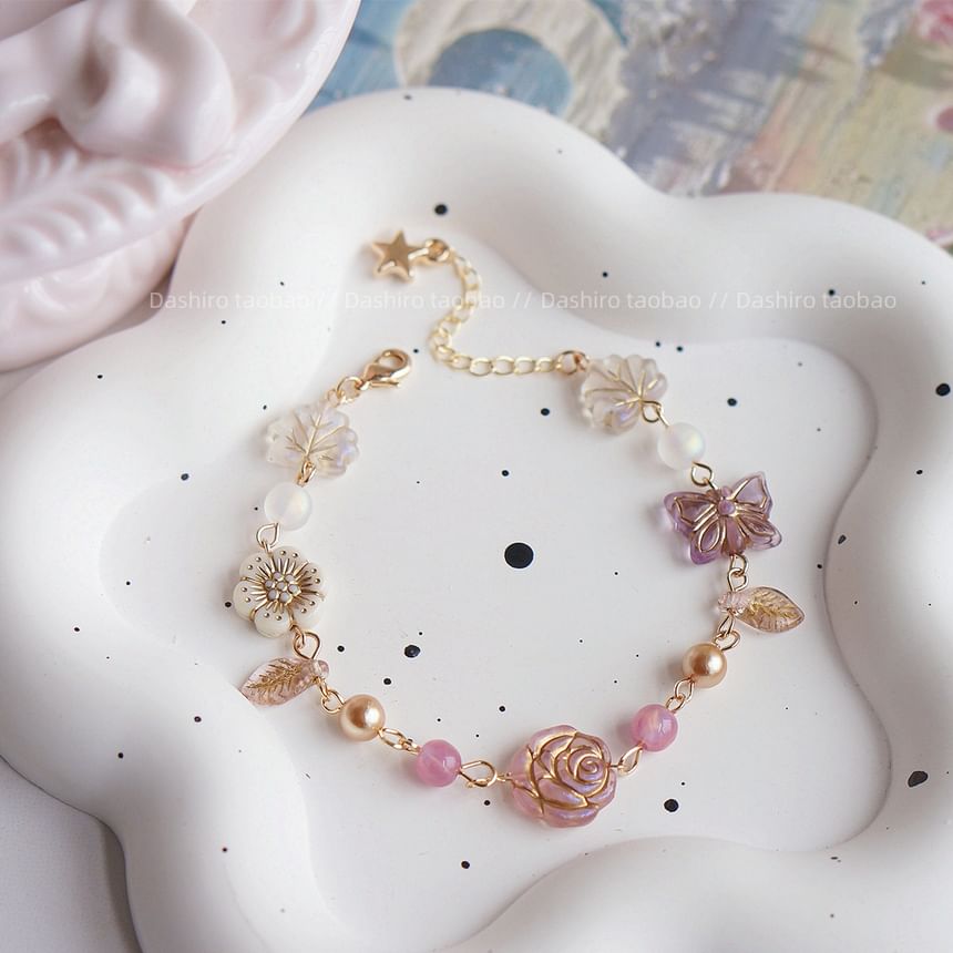 Bracelet Flower Gemstone Beaded FashionChic