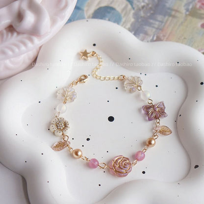 Bracelet Flower Gemstone Beaded FashionChic