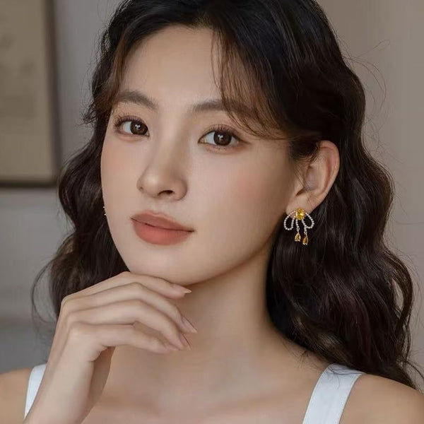 Stud Beaded Earring Bow FashionChic