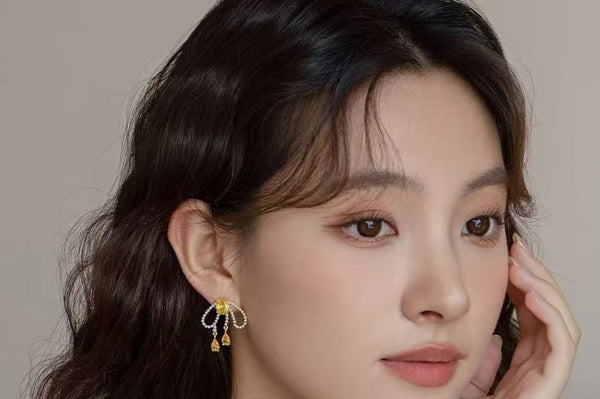 Stud Beaded Earring Bow FashionChic