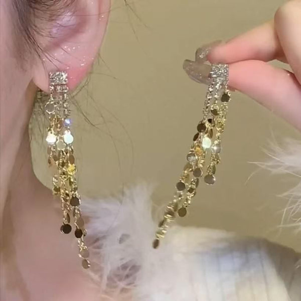 Rhinestone Tassel Dangle Earring Long FashionChic