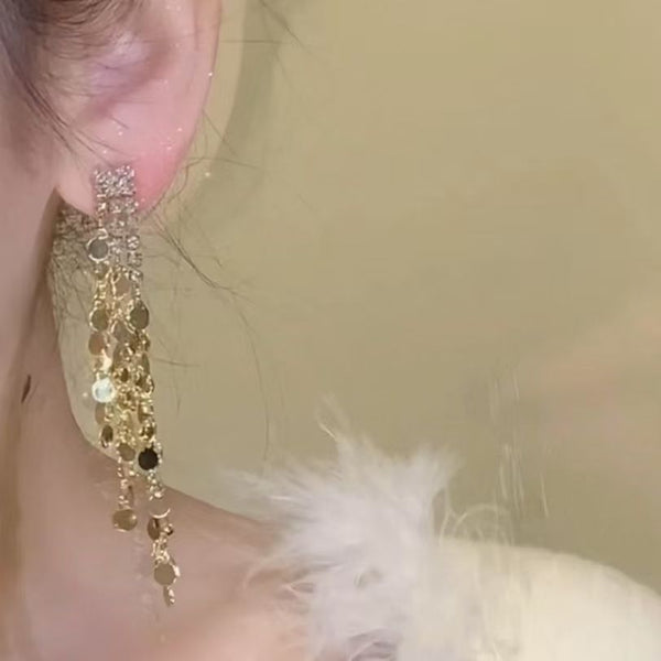 Rhinestone Tassel Dangle Earring Long FashionChic