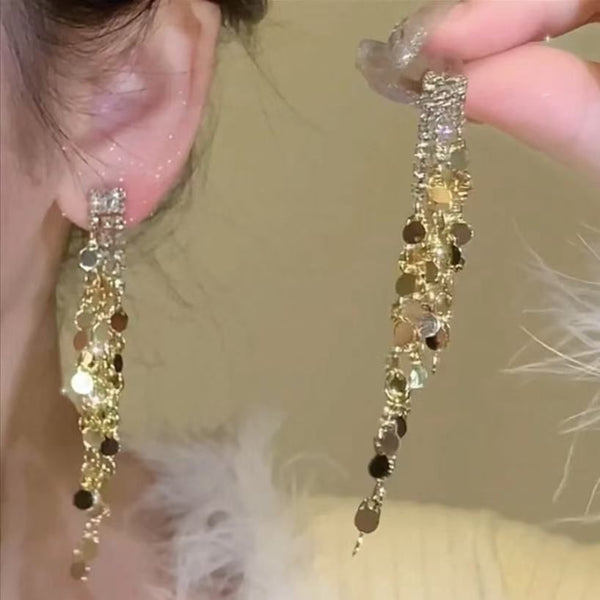Rhinestone Tassel Dangle Earring Long FashionChic