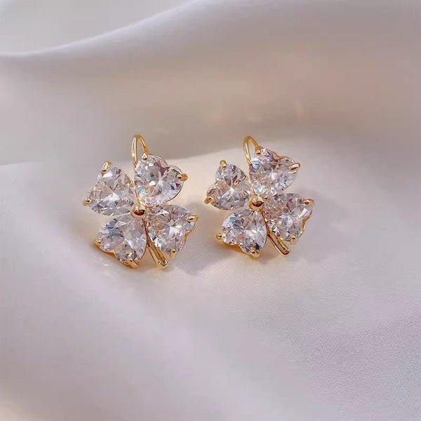 Drop Earring Zirconia Cubic Clover FashionChic