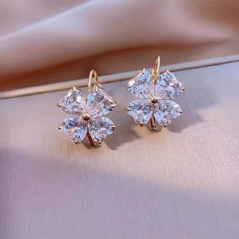 Drop Earring Zirconia Cubic Clover FashionChic