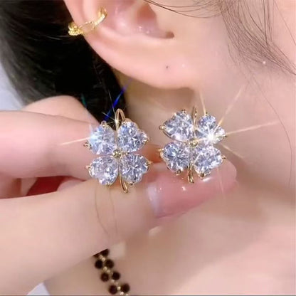 Drop Earring Zirconia Cubic Clover FashionChic